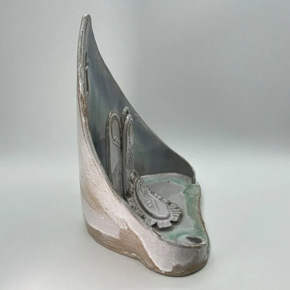 Art Pottery Nativity Scene Drip Glaze Christmas Modern Minimalist 9.5